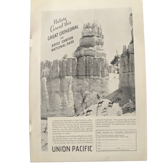 Vintage 1935 Union Pacific Bryce Canyon Ad Advertisement - Picture 3 of 4